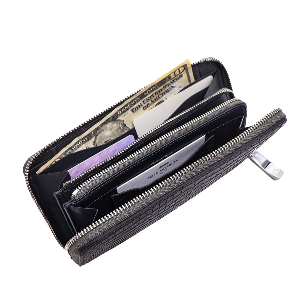ペッレモルビダ 財布 クロコダイル ラウンドジップ 長財布 PELLE MORBIDA PMO-CRS010A PMO CHACOAL GRAY