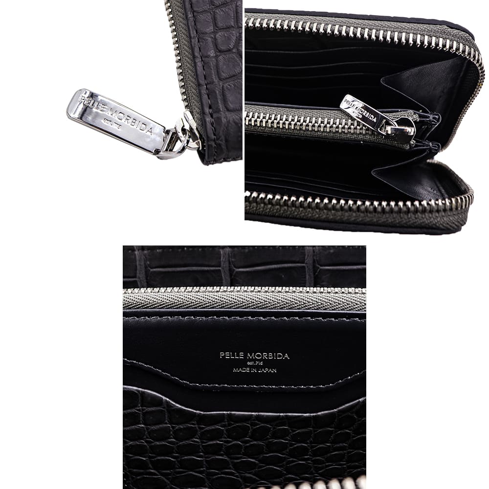 ペッレモルビダ 財布 クロコダイル ラウンドジップ 長財布 PELLE