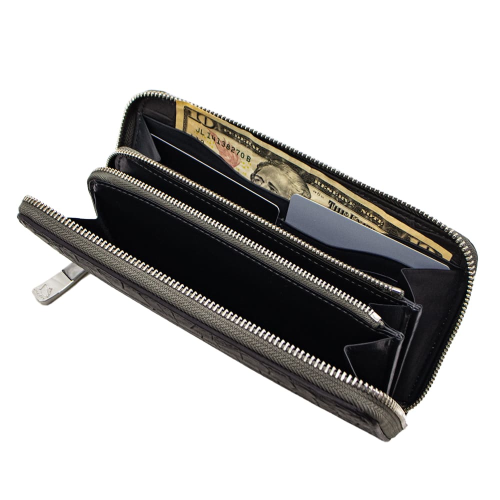 ペッレモルビダ 財布 クロコダイル ラウンドジップ 長財布 PELLE MORBIDA PMO-CRS010A PMO CHACOAL GRAY