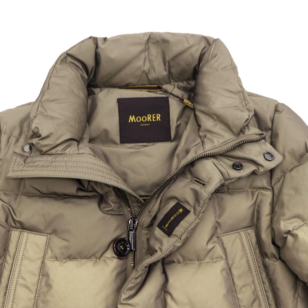 MOORER フード付きダウンジャケット オリーブグリーンCARACCIO-KM MOORER フード付きダウンジャケット オリーブグリーンCARACCIO-KM