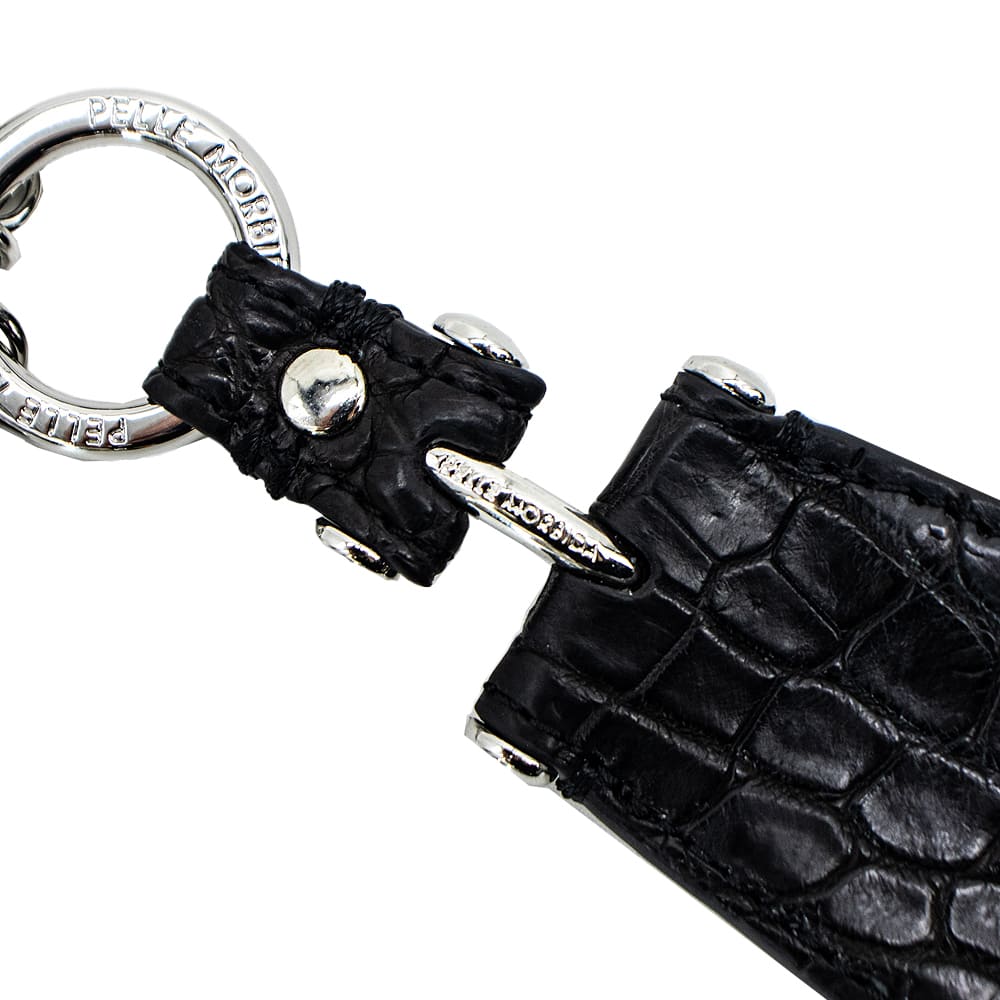 「PELLE MORBIDA」 キーホルダー FREE ブラックペッレモルビダ ペッレモルビダ キーホルダー クロコダイル キーチャーム キーリング