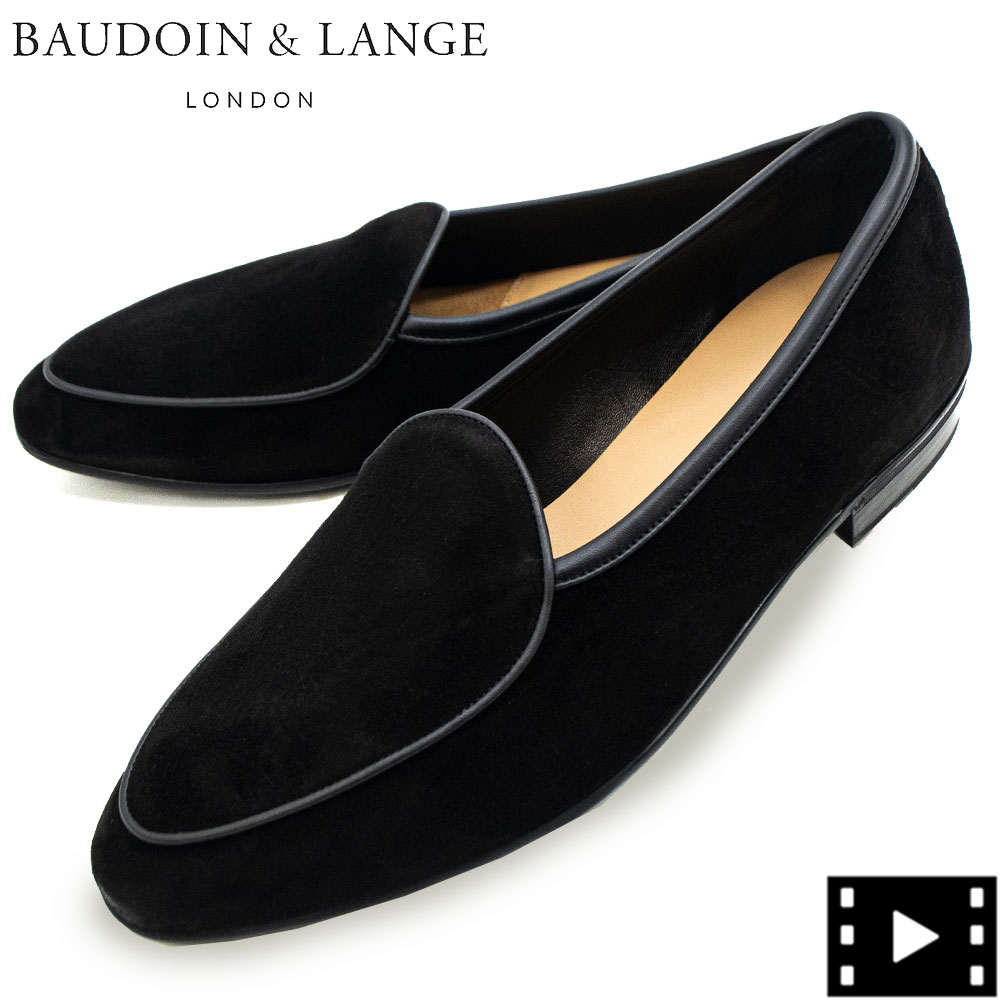 ボードインアンドランジ レザーシューズ メンズ スエード スリッポン ラバーソール サガン クラシック BAUDOIN&LANGE SAGAN CLASSIC PLAIN B&L BLACK 秋冬新作