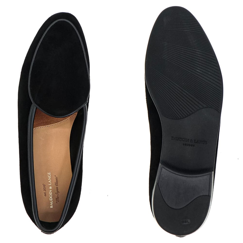 ボードインアンドランジ レザーシューズ メンズ スエード スリッポン ラバーソール サガン クラシック BAUDOIN&LANGE SAGAN CLASSIC PLAIN B&L BLACK 秋冬新作