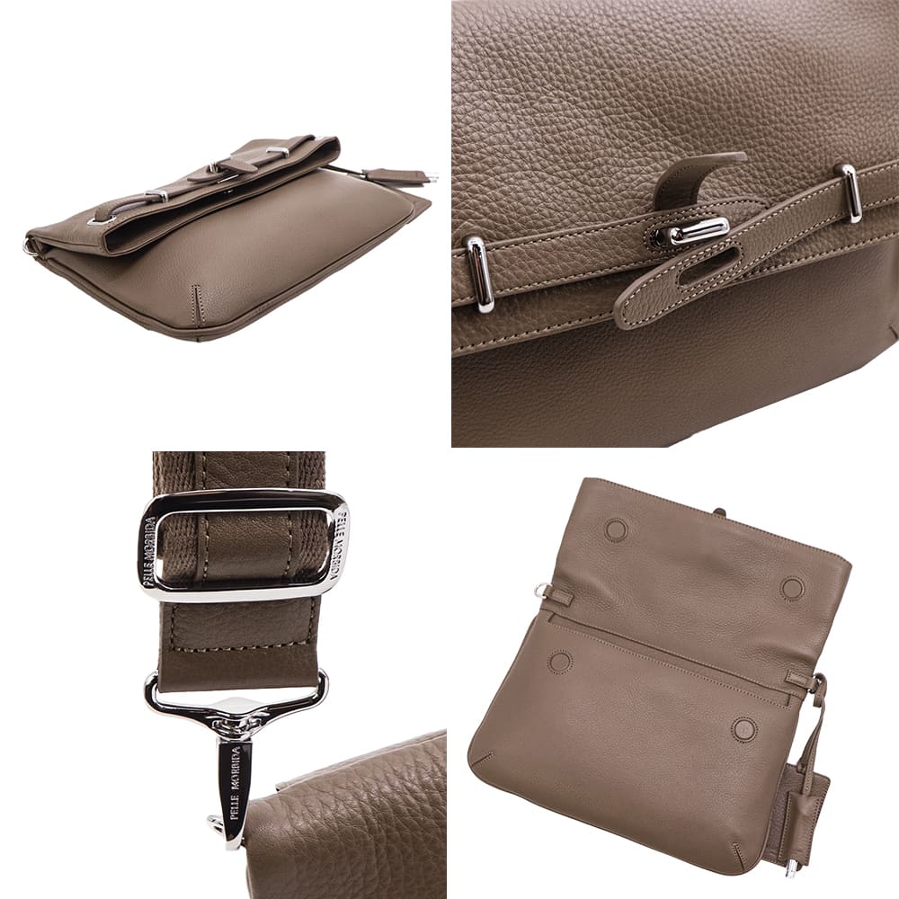 ペッレモルビダ クラッチバッグ シュリンクレザー 2WAY クラッチバッグ サコッシュ PELLE MORBIDA PMO-MB037A PMO GREIGE