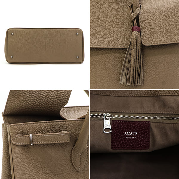 アカーテ バッグ カーフ シュリンクレザー フラップ ボストンバッグ