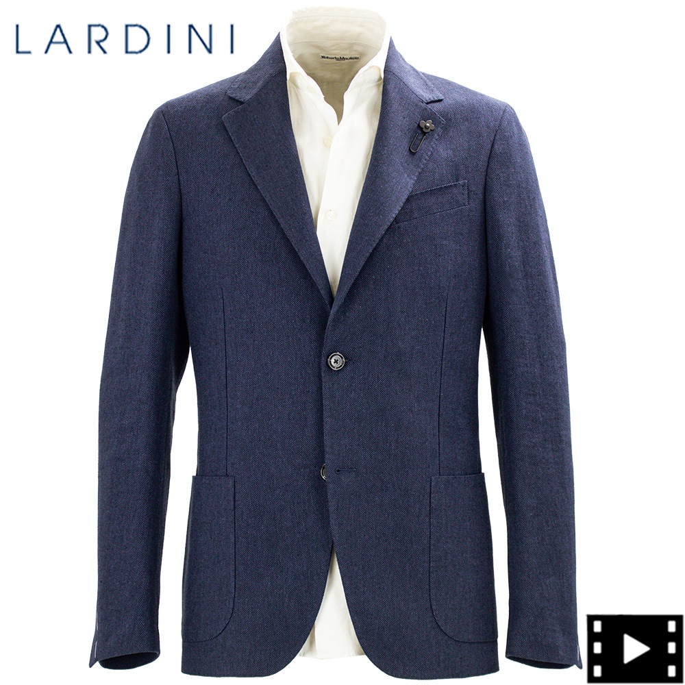 ラルディーニ ジャケット メンズ 綿麻 リネンコットン ヘリンボーン 2B シングルジャケット ローマ LARDINI ROMA J6202Q LRD A6202Q6501 830B 春夏新作