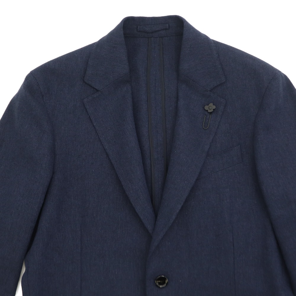 ラルディーニ ジャケット メンズ 綿麻 リネンコットン ヘリンボーン 2B シングルジャケット ローマ LARDINI ROMA J6202Q LRD A6202Q6501 830B 春夏新作