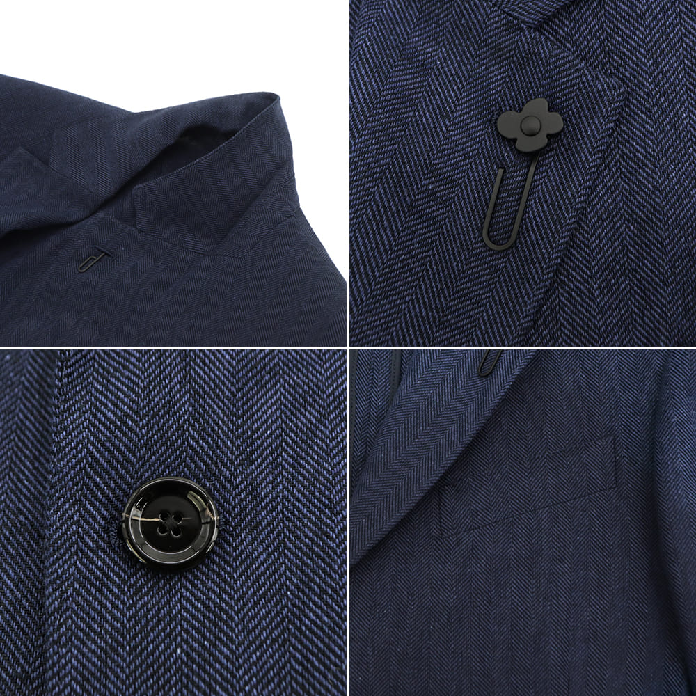 ラルディーニ ジャケット メンズ 綿麻 リネンコットン ヘリンボーン 2B シングルジャケット ローマ LARDINI ROMA J6202Q LRD A6202Q6501 830B 春夏新作