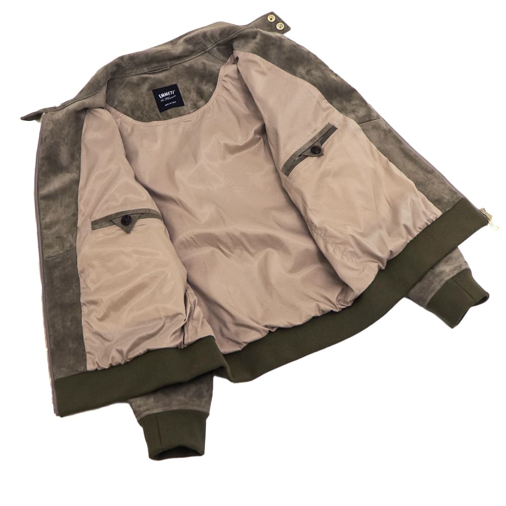 エンメティ ブルゾン メンズ ラムスエード スタンドカラーブルゾン グレイソン ゴールドジップ EMMETI GREYSON EMT SP LEATHER WARM GREY2 秋冬新作