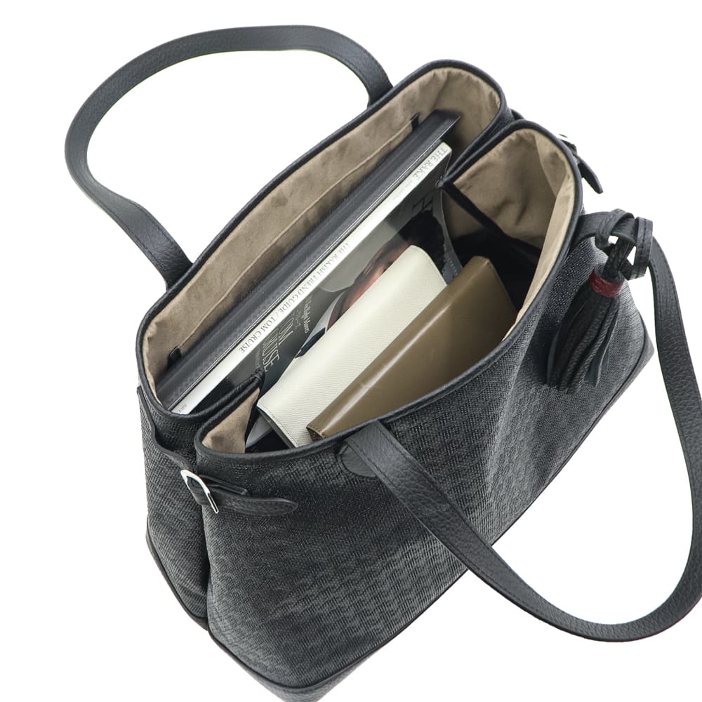 アカーテ バッグ PVC カーフレザー トートバッグ ロドス2ファブリック ACATE LODOS2 FABRIC ACT BLACK