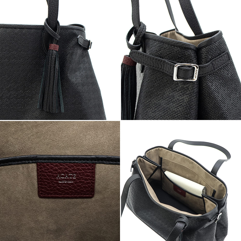 アカーテ バッグ PVC カーフレザー トートバッグ ロドス2ファブリック ACATE LODOS2 FABRIC ACT BLACK