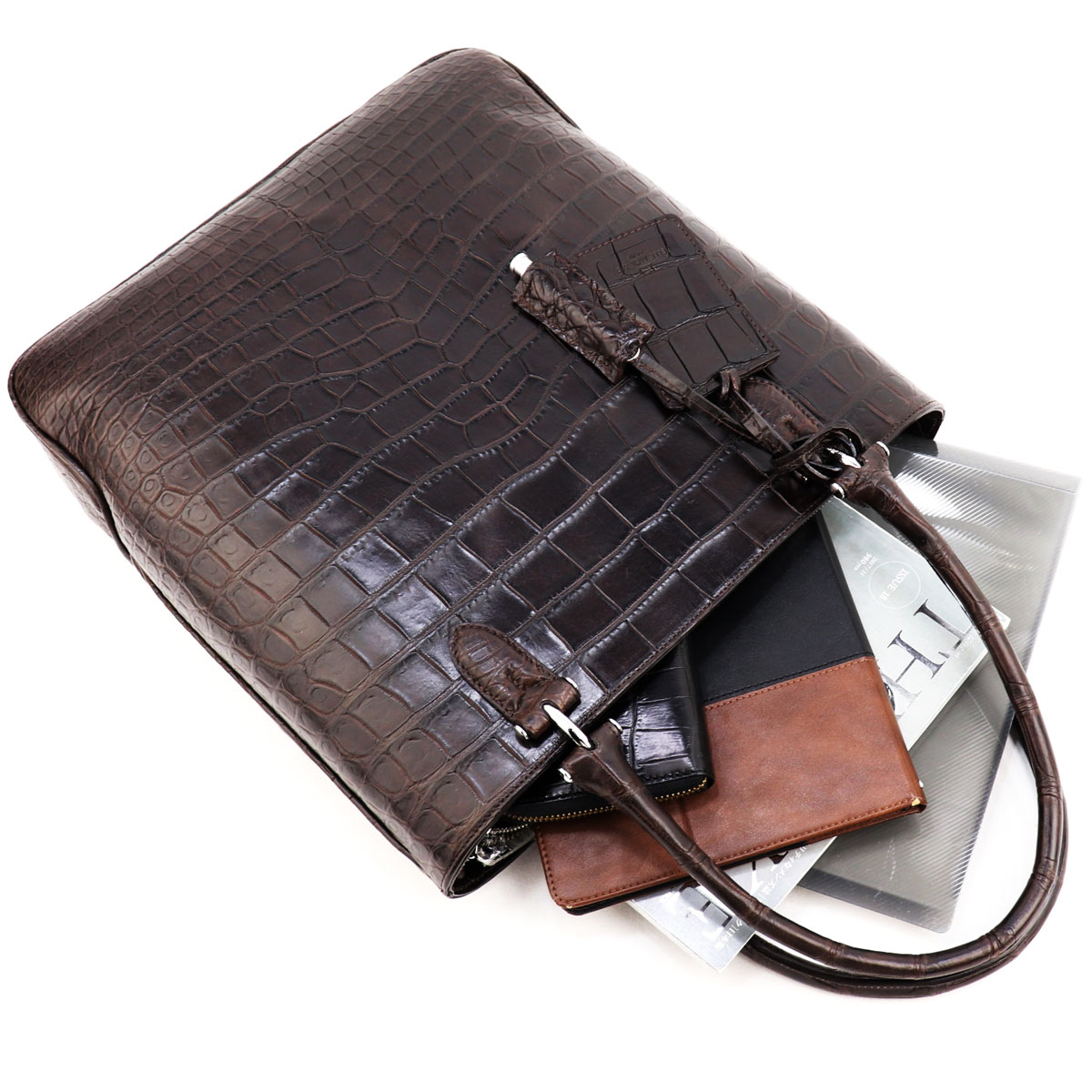 ペッレモルビダ トートバッグ クロコダイル 縦型トートバッグ PELLE