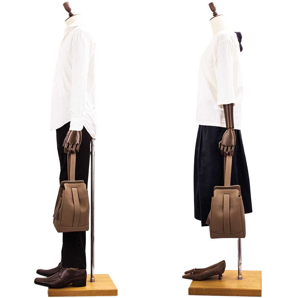 アカーテ バッグ カーフ シュリンクレザー 巾着型 2WAY ワンショルダー