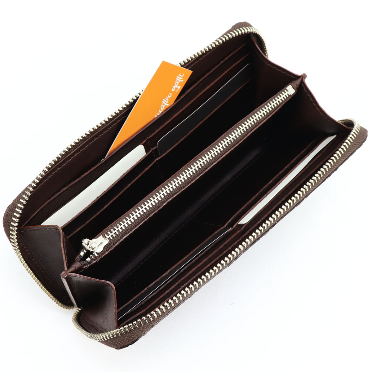クアトロガッティ 財布 クロコダイル シルバーラウンドジップ 長財布 QUATTRO GATTI 8101 BROWN（ブラウン）　