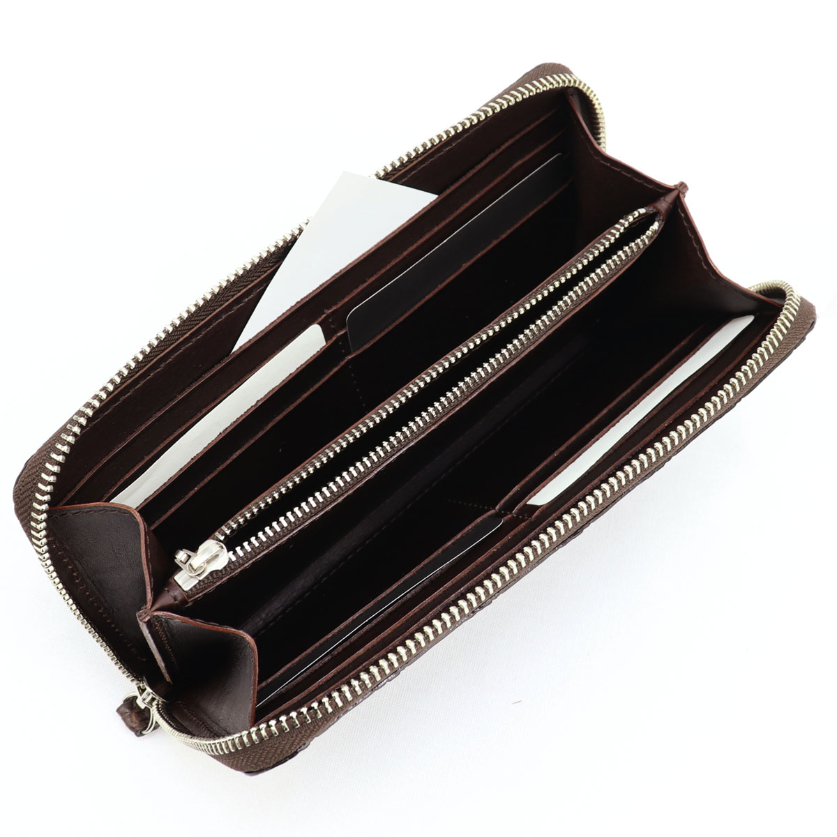 クアトロガッティ 財布 クロコダイル シルバーラウンドジップ 長財布 QUATTRO GATTI 8101 BROWN（ブラウン）　