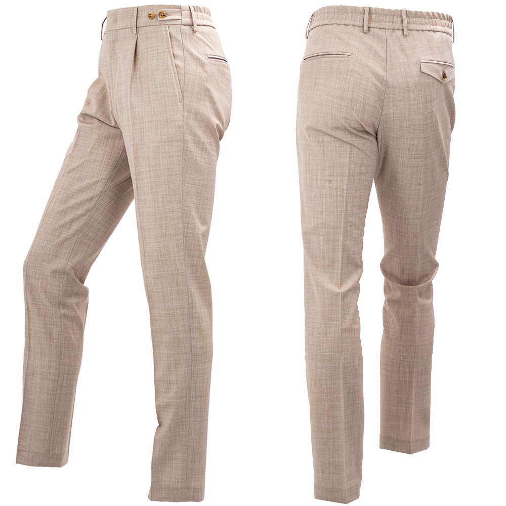 ベルウィッチ パンツ メンズ ストレッチ ウォッシャブルサマーウール 1タック スラックス ベルト BERWICH BERTO BRW GT1442 春夏新作