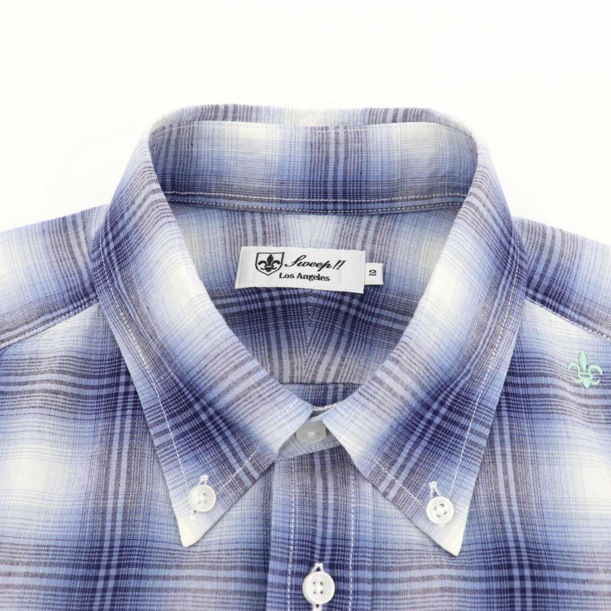 【セール 半額以下】スウィープ ロサンゼルス Sweep!! LosAngeles メンズ リネン混 オンブレーチェック ボタンダウンシャツ SL130015  SWP BLUE（ブルー）【返品交換不可】
