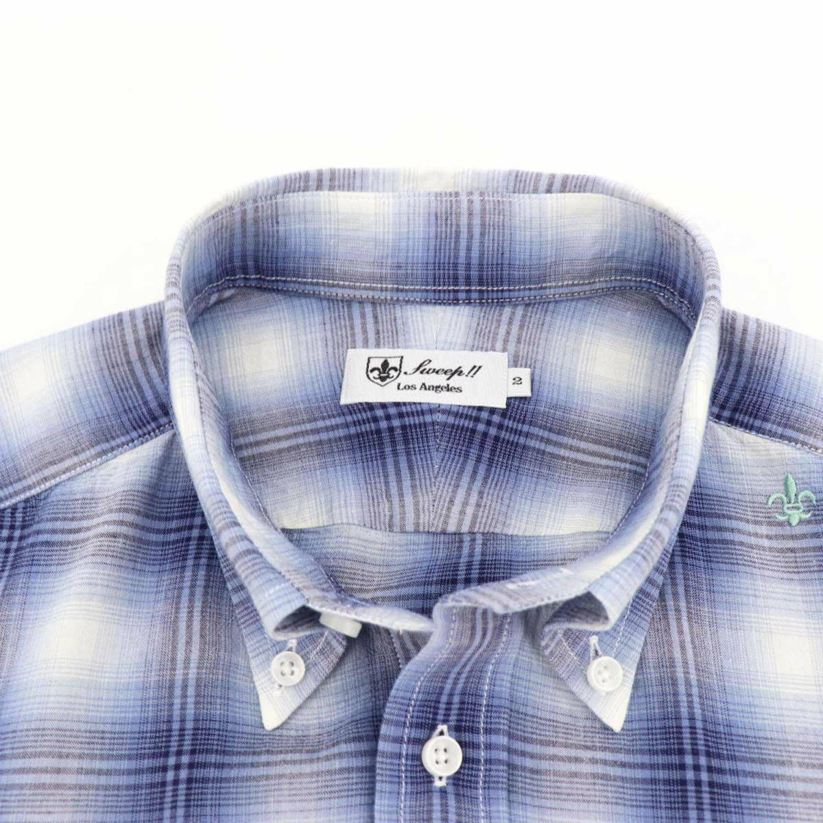 【セール 半額以下】スウィープ ロサンゼルス Sweep!! LosAngeles メンズ リネン混 オンブレーチェック ボタンダウンシャツ SL130015  SWP BLUE（ブルー）【返品交換不可】