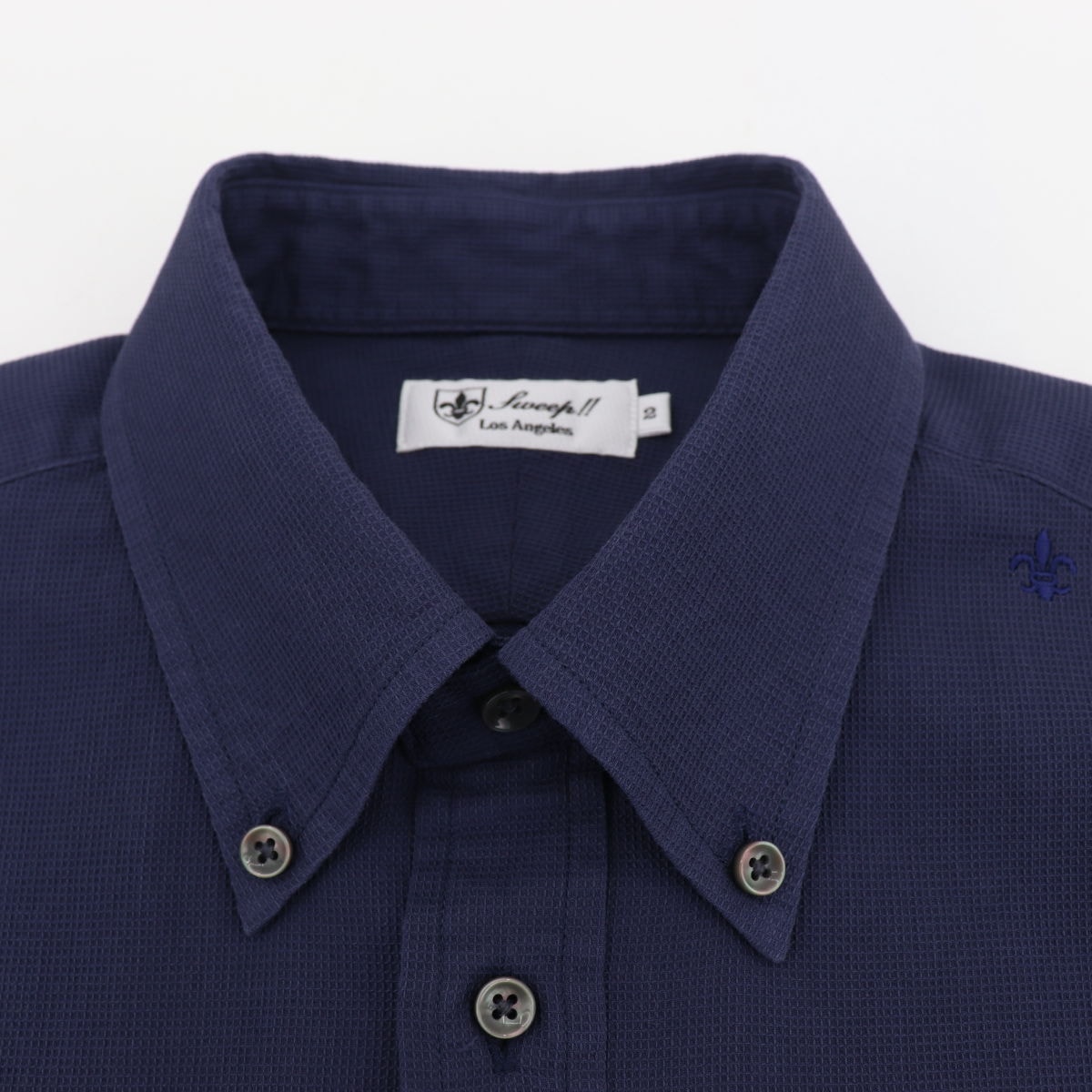 【セール 半額以下】スウィープ ロサンゼルス シャツ メンズ 高密度ワッフル ボタンダウンシャツ Sweep!! LosAngeles SL130011 SWP NAVY（ネイビー）【返品交換不可】