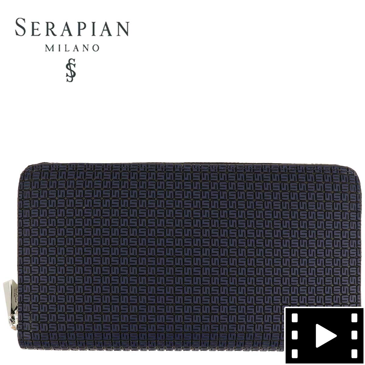 セラピアン 財布 PVC型押し ラウンドジップ長財布 SERAPIAN Stepan STEP7030-M19 C20 Ocean Blue/Black(ネイビー)