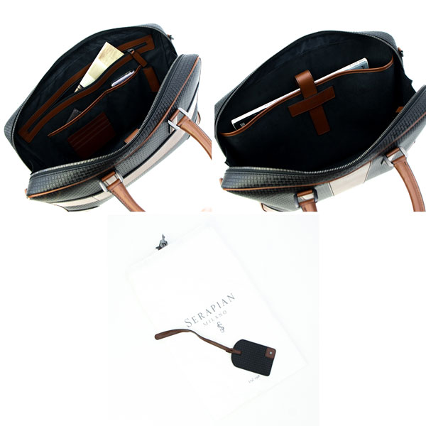【セール】セラピアン ブリーフケース PVC型押し 2WAYスリムブリーフケース SERAPIAN Stepan sust STEPAN 72 SLIM BRIEFCASE SRSTSMLL722240ABI5 SRP Black/Cuoio【返品交換不可】