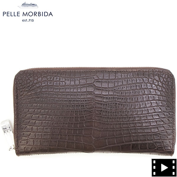 ペッレモルビダ 財布 クロコダイル ラウンドジップ 長財布 PELLE MORBIDA PMO-CRS010 PMO NICOTINE