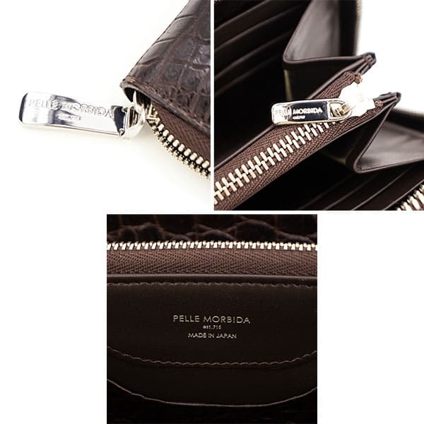ペッレモルビダ 財布 クロコダイル ラウンドジップ 長財布 PELLE MORBIDA PMO-CRS010 PMO NICOTINE