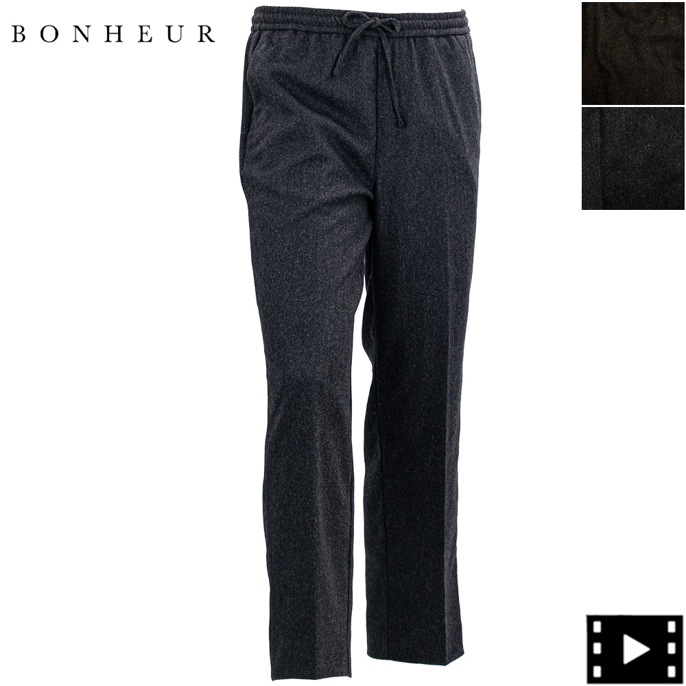 ボネール パンツ メンズ MARLANE社 ウール ヘリンボーン テーパードパンツ ジンガロ BONHEUR Zingaro BNR 3100 秋冬新作