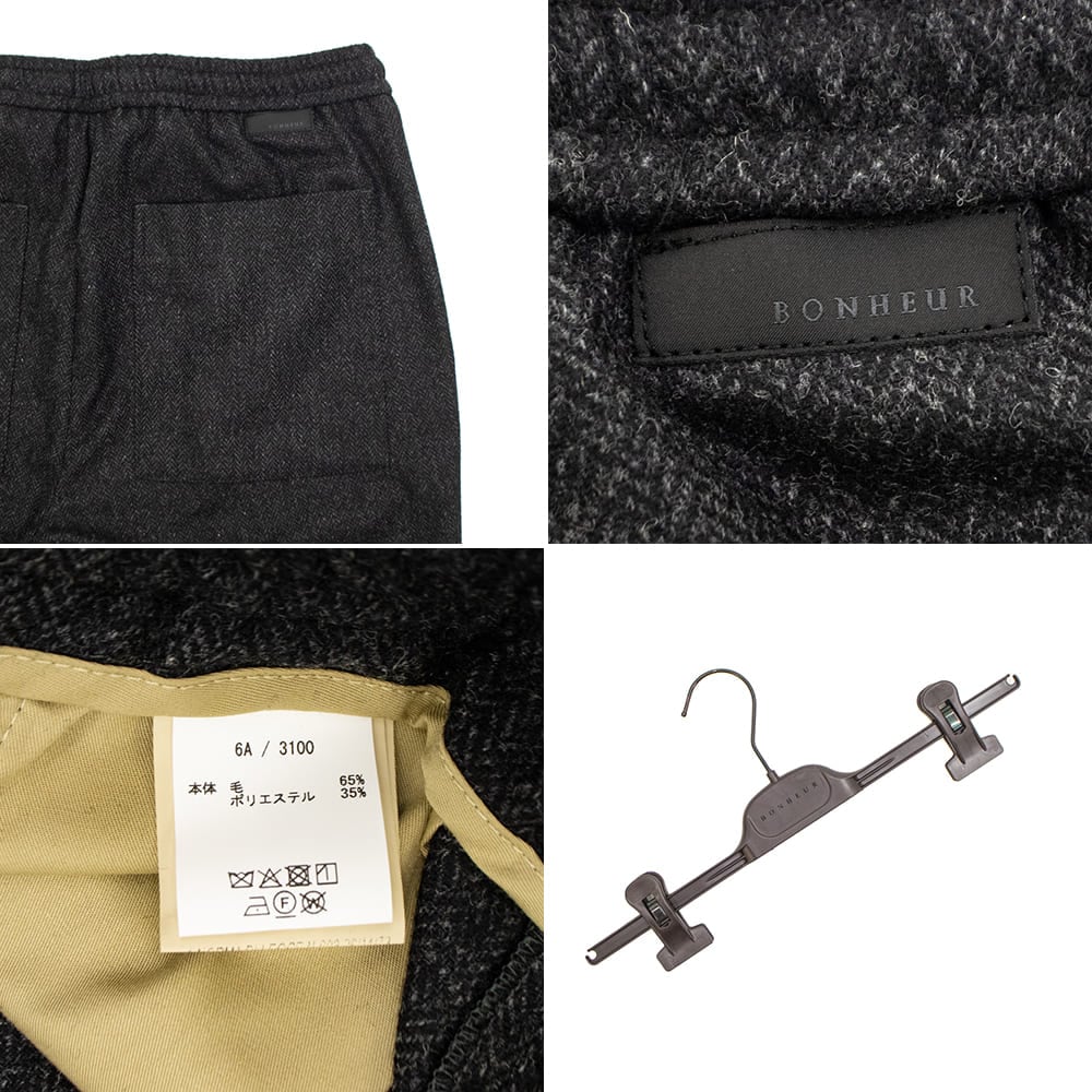 ボネール パンツ メンズ MARLANE社 ウール ヘリンボーン テーパードパンツ ジンガロ BONHEUR Zingaro BNR 3100 秋冬新作