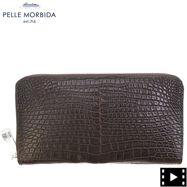 ペッレモルビダ 財布 クロコダイル ラウンドジップ 長財布 PELLE MORBIDA PMO-CRS010 PMO NICOTINE