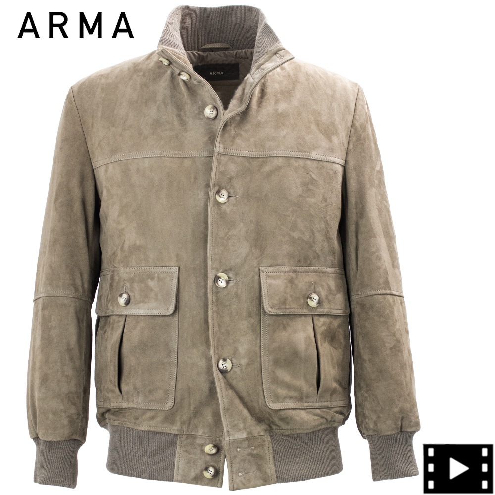 【セール】アルマ ブルゾン メンズ ゴートスエード A-1 中綿ブルゾン ボンバージャケット ARMA SPIKE ARM GOAT SUEDE STURDY SOIL【返品交換不可】