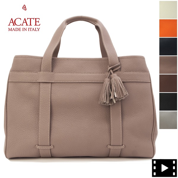 【セール】アカーテ トートバッグ カーフ シュリンクレザー スクエアトートバッグ ACATE SOVER/SH-M ACT【返品交換不可】