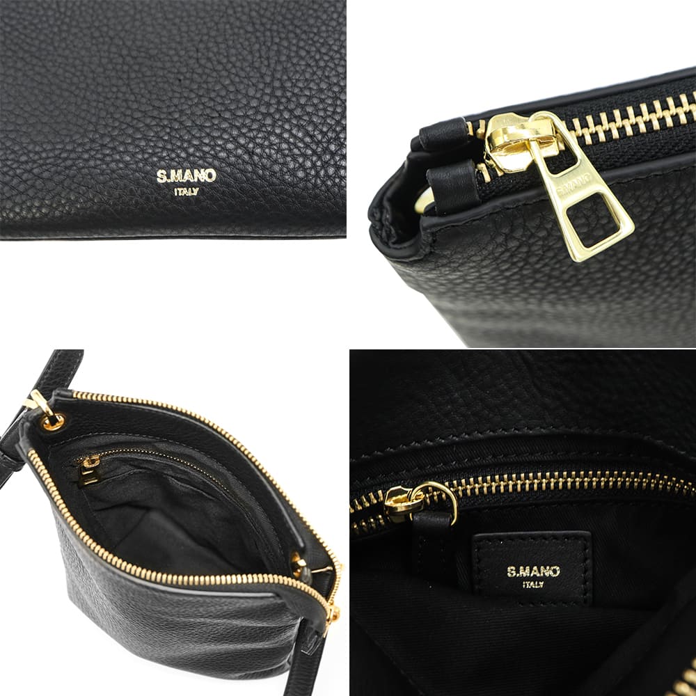 エスマーノ バッグ 牛革 イタリアンレザー ジップショルダーバッグ S.MANO SMN020 SMN ZIP SHOULDER BLACK 秋冬新作