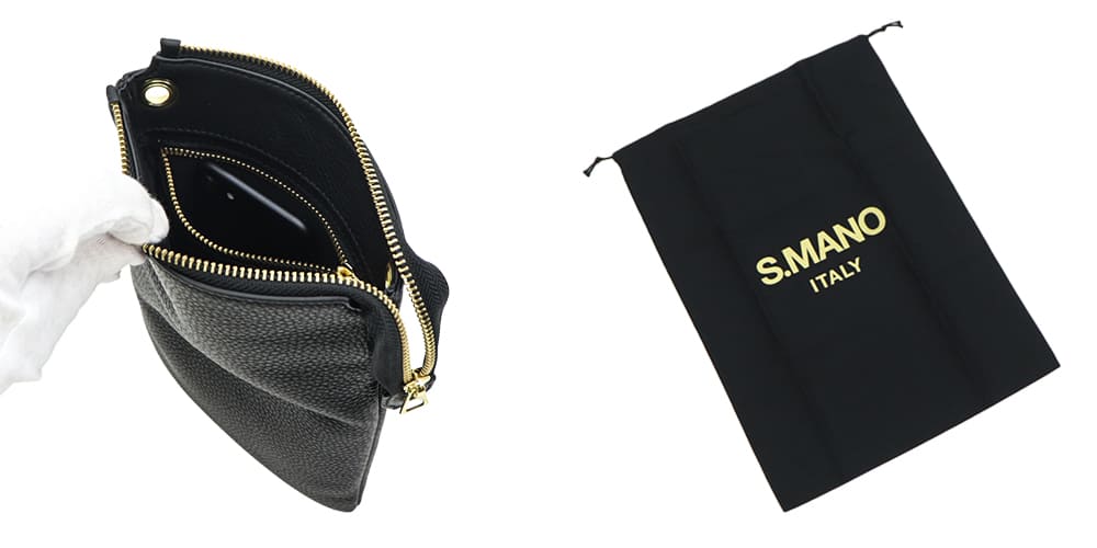 エスマーノ バッグ 牛革 イタリアンレザー ジップショルダーバッグ S.MANO SMN020 SMN ZIP SHOULDER BLACK 秋冬新作