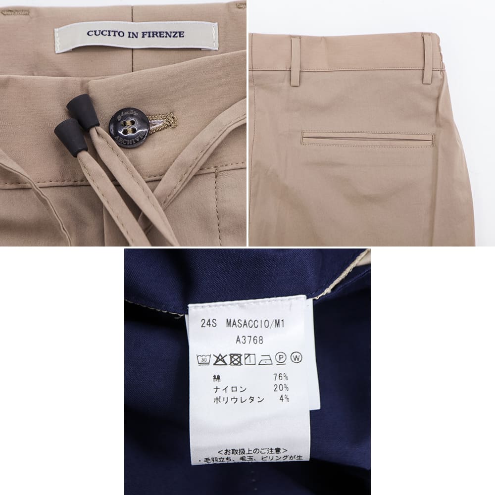 ジャブスアルキヴィオ パンツ メンズ シャカコットン クリースステッチ テーパードパンツ マサッチョ giabsarchivio MASACCIO GBS M1-A3768 春夏新作