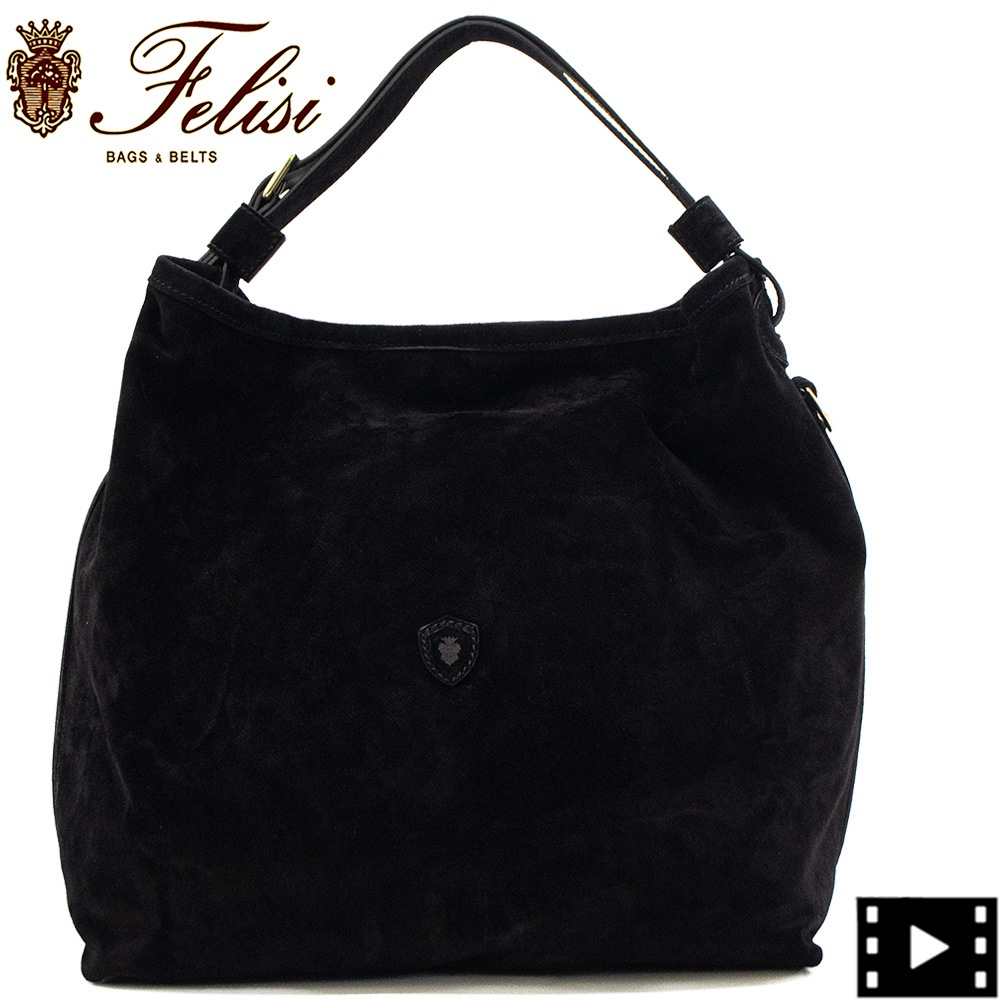 フェリージ バッグ スエード 2way ショルダーバッグ トートバッグ Felisi 10/30/2/SN+DS FLS 006 BLACK 秋冬新作