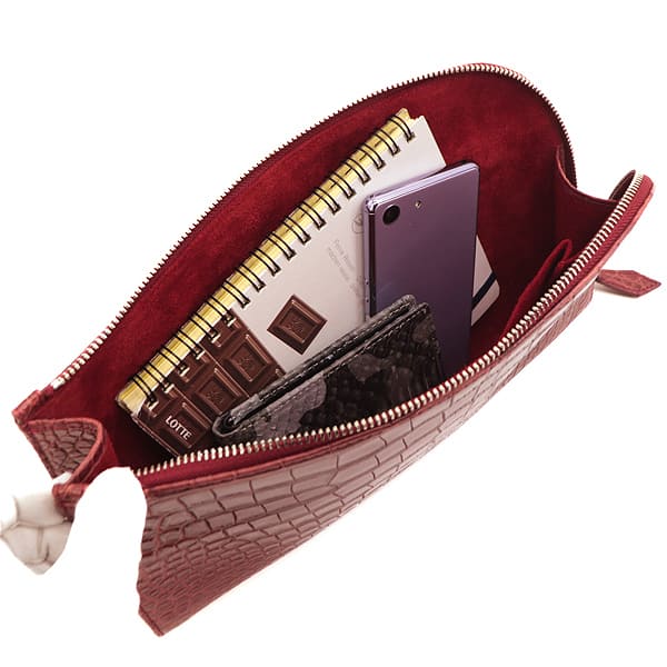 レザック クラッチバッグ リアルクロコダイル クラッチバッグ LE'SAC SAGGIO （ダークレッド） EXLT