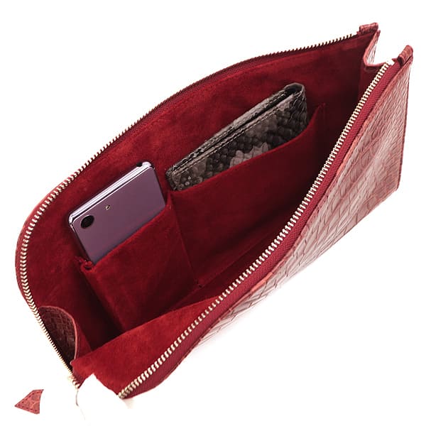 レザック クラッチバッグ リアルクロコダイル クラッチバッグ LE'SAC SAGGIO （ダークレッド） EXLT