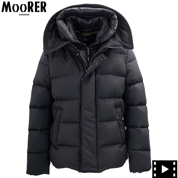 ムーレー ダウン メンズ 撥水 フーデッド ダウンボンバージャケット MOORER ERENIO SKT MRE NERO