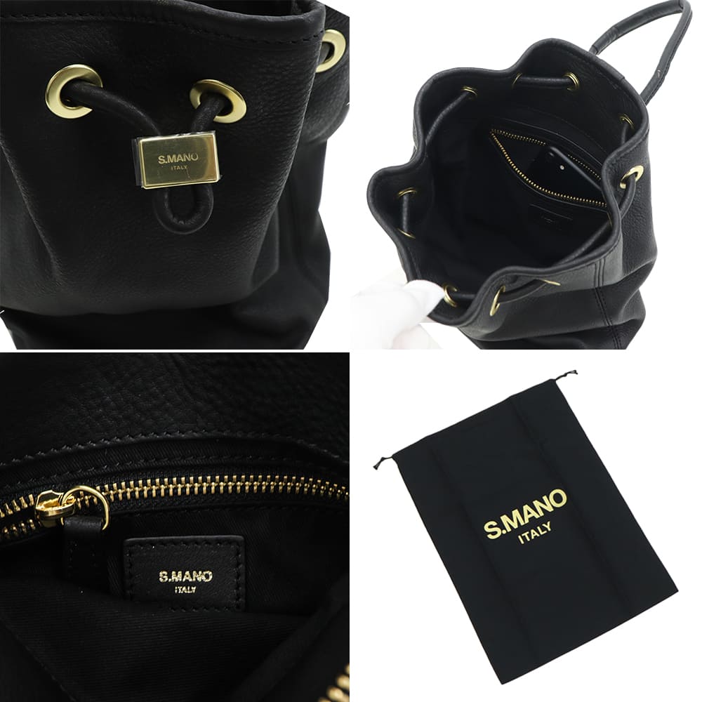 エスマーノ バッグ 牛革 イタリアンレザー 巾着型 ワンショルダー