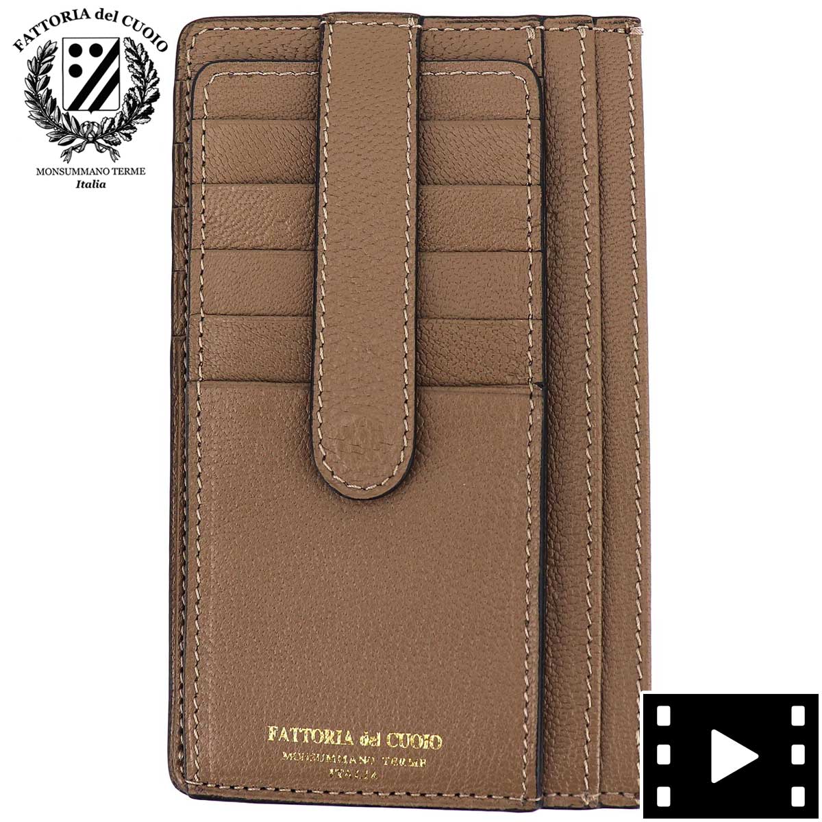 柔らかい 新品 FATTORIA del CUOIO レザー カードケース グレージュ