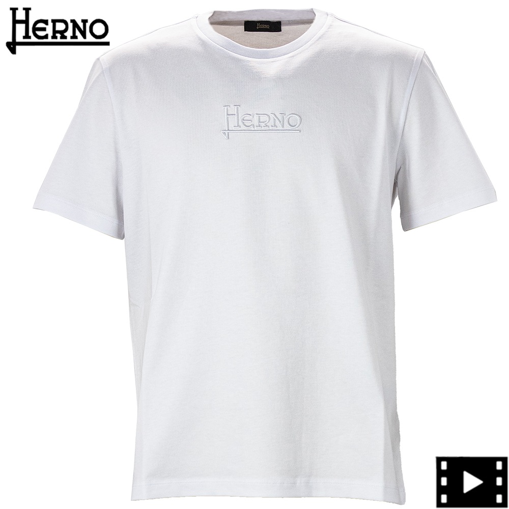 ヘルノ Tシャツ メンズ コットン 刺繍ロゴ クルーネックTシャツ HERNO