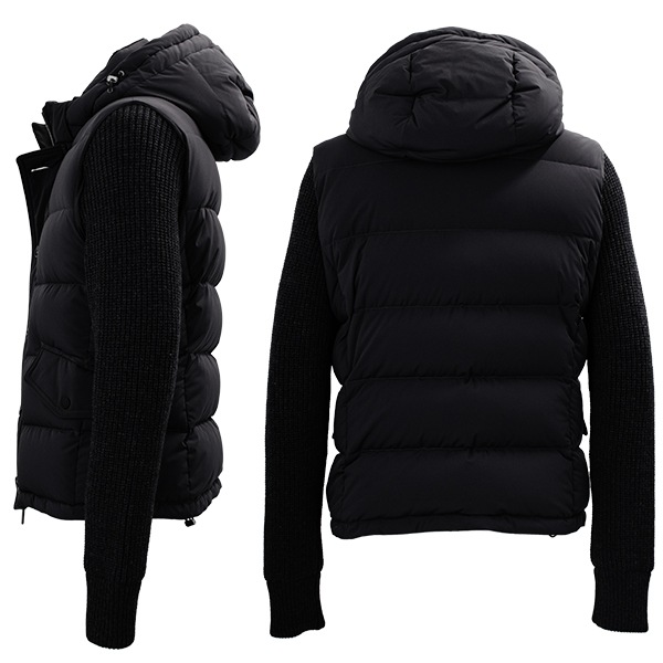ムーレー ダウン メンズ ストレッチナイロン カシミヤ混ウール切り替え デタッチャブル ダウンブルゾン MOORER FOSCOLO-KNM MRE 81817 NERO
