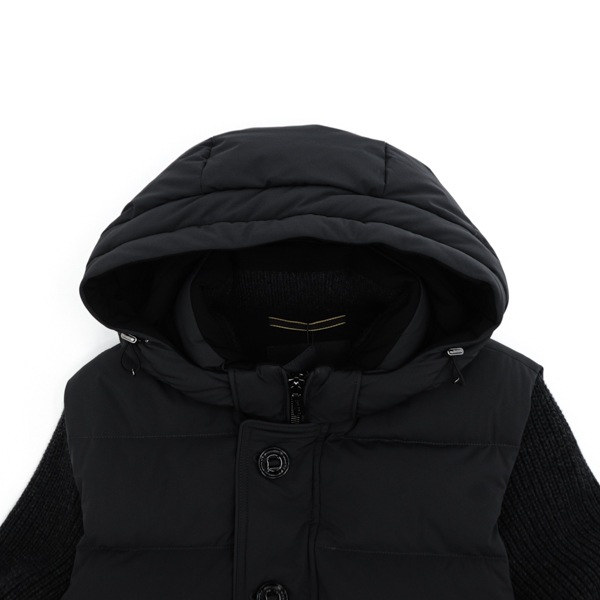 ムーレー ダウン メンズ ストレッチナイロン カシミヤ混ウール切り替え デタッチャブル ダウンブルゾン MOORER FOSCOLO-KNM MRE 81817 NERO