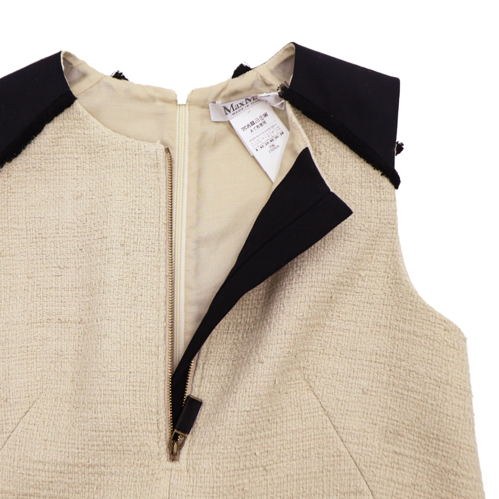 【新品★】MaxMara マックスマーラ コットン マキシ丈タックワンピース L マックスマーラ ワンピース レディース コットン リネン バスケット