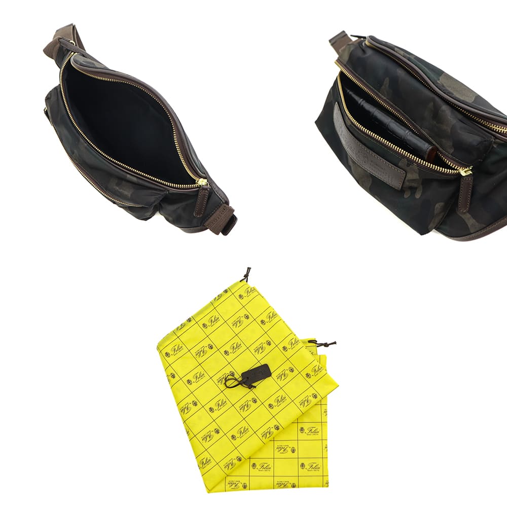 フェリージ バッグ ナイロン バケッタレザー カモフラージュ柄 ボディバッグ Felisi 799/17/CF+A FLS CAMOUFLAGE