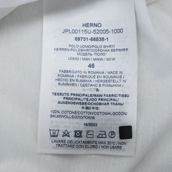 Tシャツ・カットソー HERNO SS25 MAN POLO SHIRT (JPL00115U 52005 1000) ヘルノ ポロシャツ メンズ コットン マーセライズ HERNO