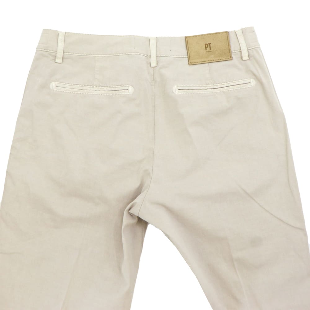 PT TORINO DENIM RLZパンツシルク混 ベージュ レザーパッチ L PT TORINO DENIM RLZパンツシルク混 ベージュ レザーパッチ L