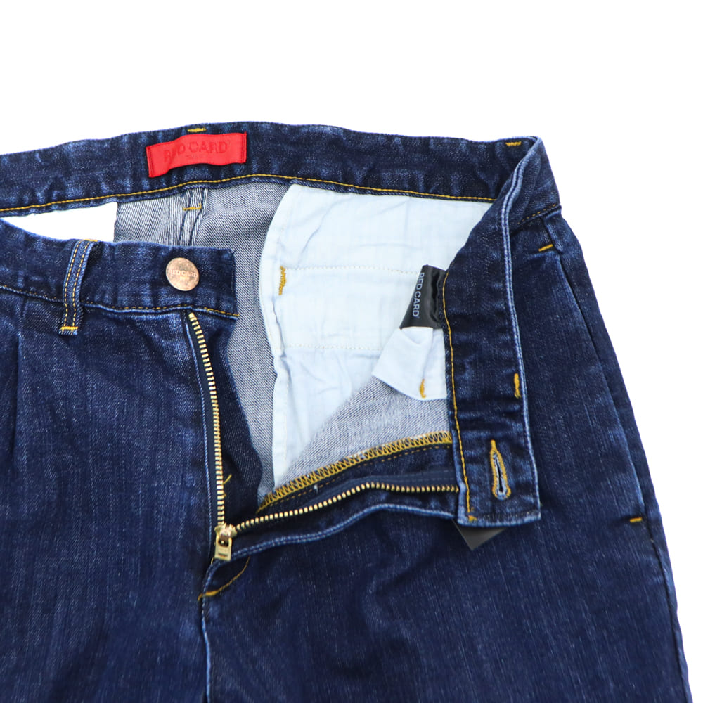 レッドカード トーキョー デニム メンズ ストレッチ 1プリーツ デニムスラックス デニスラ スラック RED CARD TOKYO SLACK RED Dark Used 春夏新作