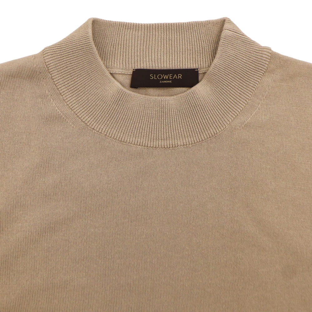 ザノーネ Ｔシャツ メンズ ハイゲージ コットンクレープ レギュラーフィット モックネック 半袖 ニットＴシャツ ZANONE LUPETTO MC 810148 ZAN ZY318 春夏新作